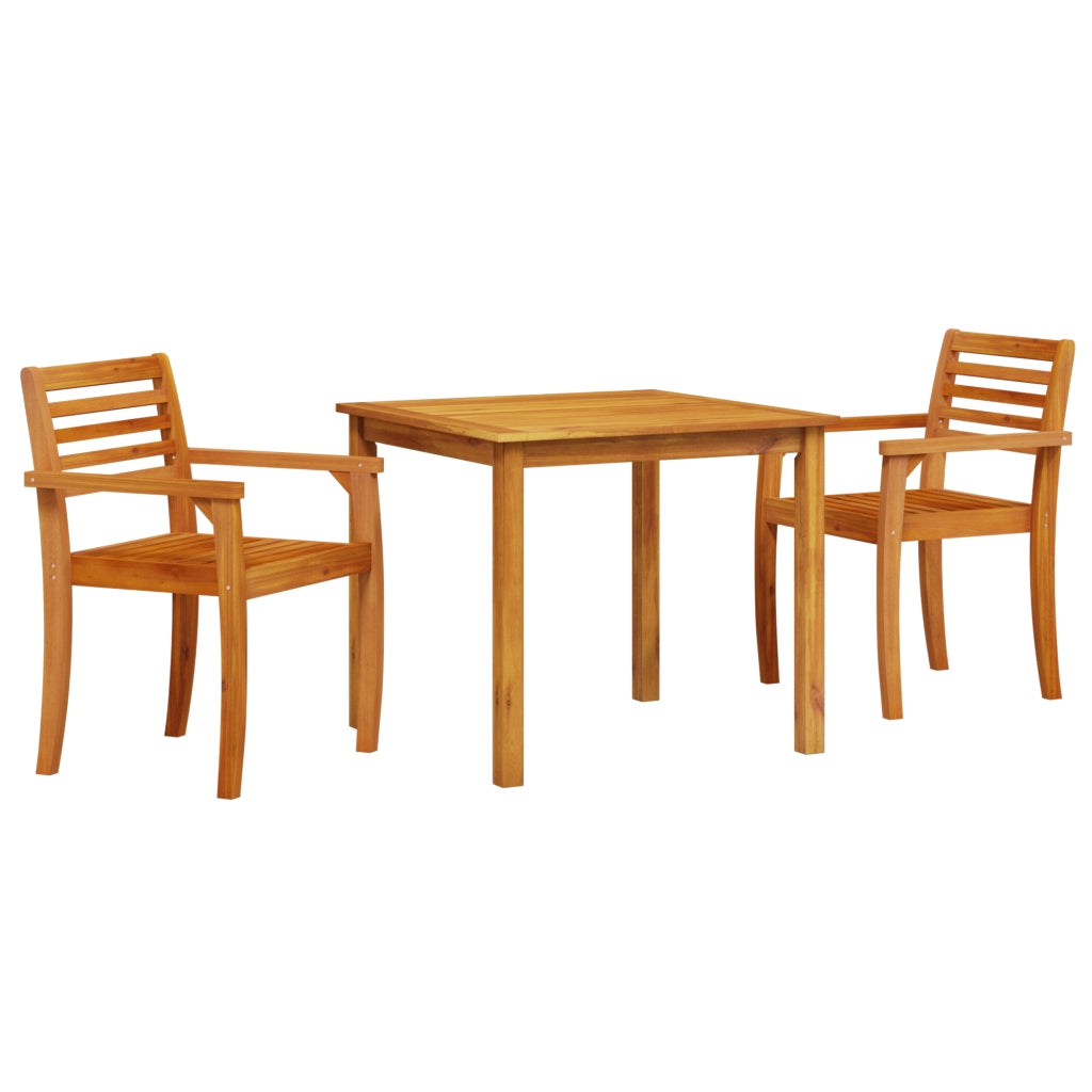 Set da Pranzo da Giardino 3 Pezzi in Legno Massello di Acacia