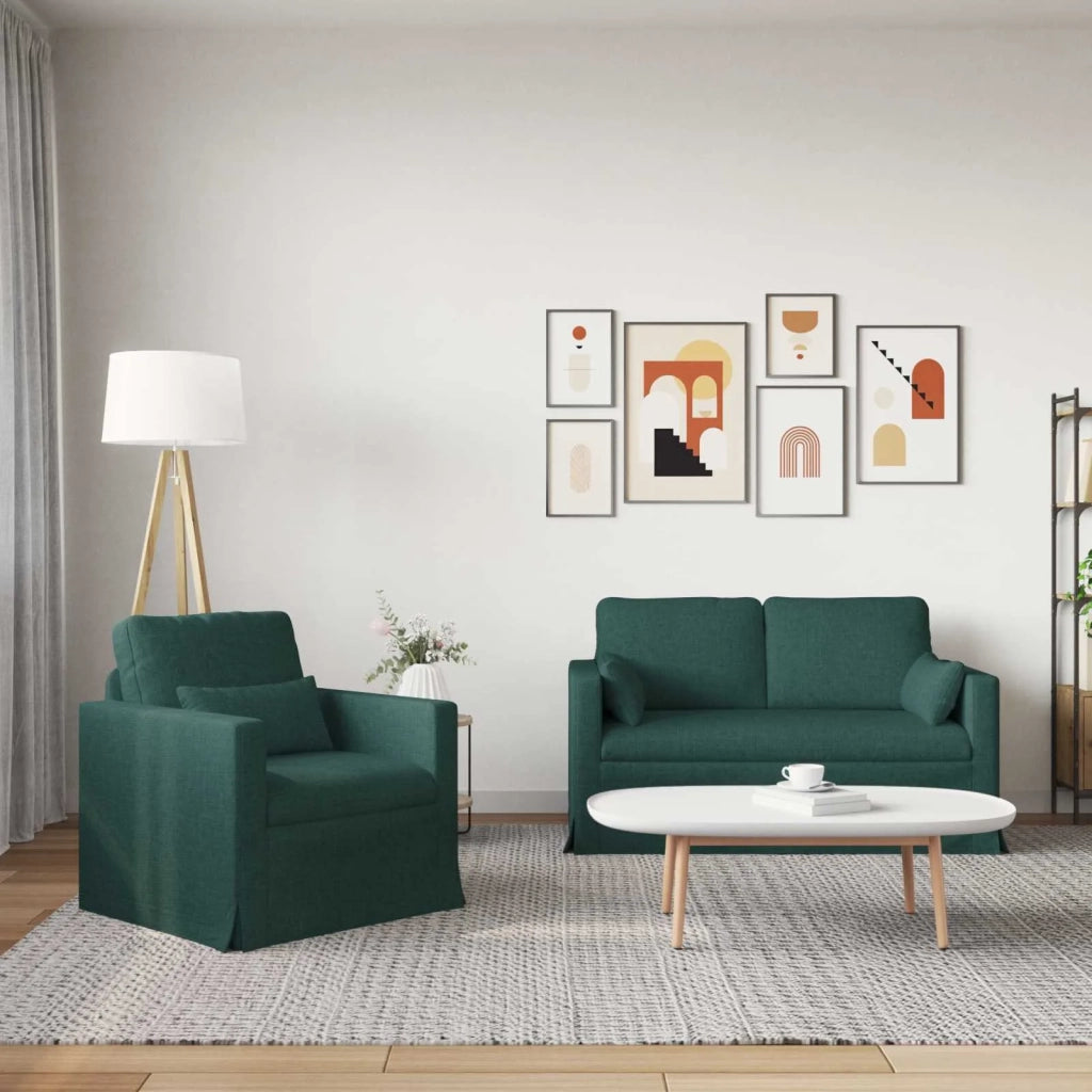 Set di divani 2 pcs Verde Scuro 139 x 78 x 80 cm Tessuto