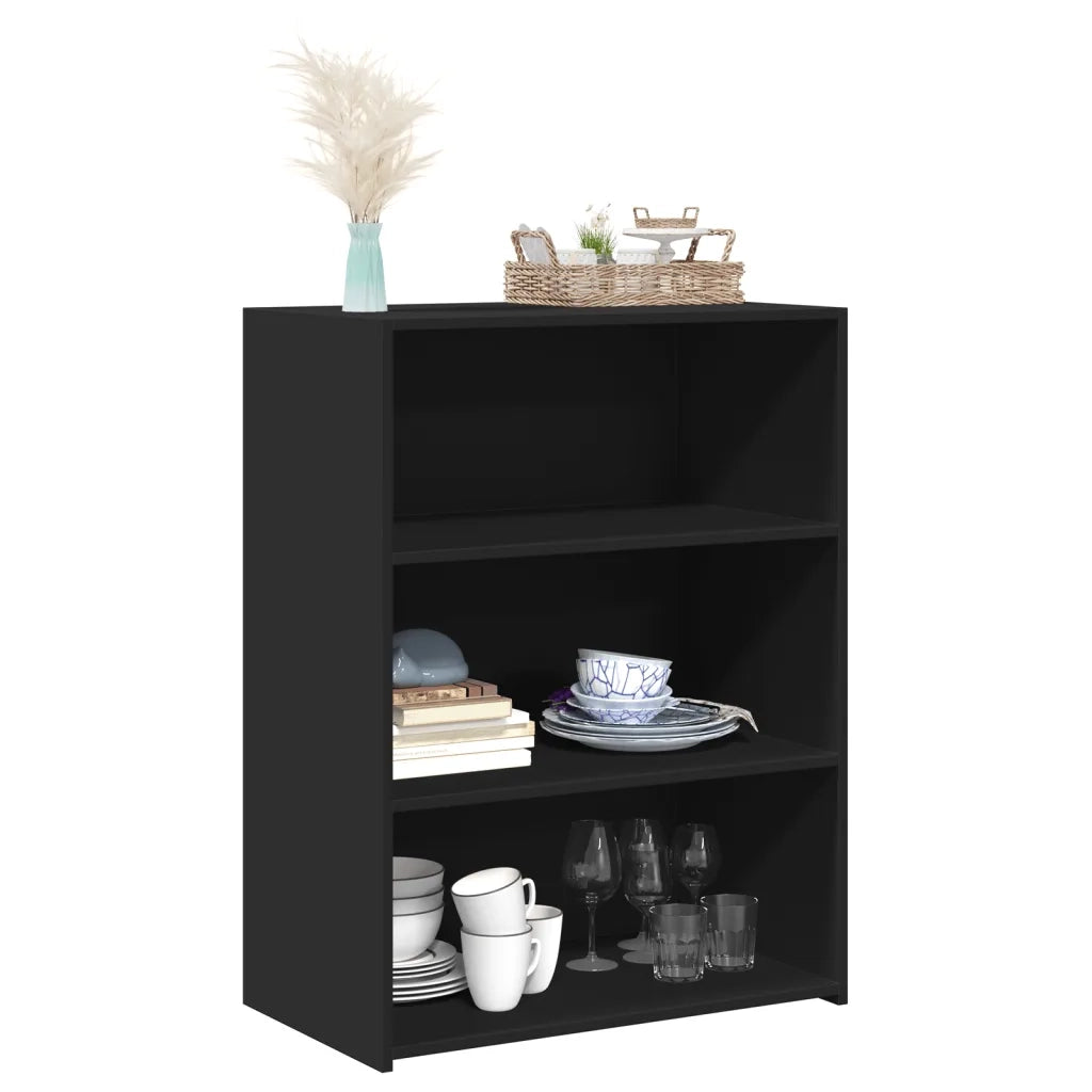 Credenza | Madia | Buffet da pranzo | Armadio da pranzo Nera 70x41x93 cm in Legno Multistrato