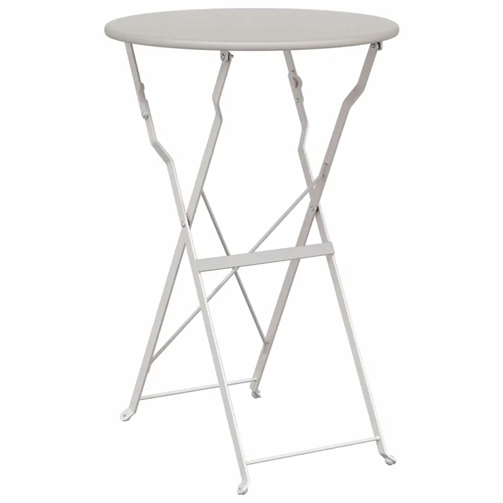 Set Bistro Pieghevole 3 pz | Set Salotto da Giardino Beige Acciaio