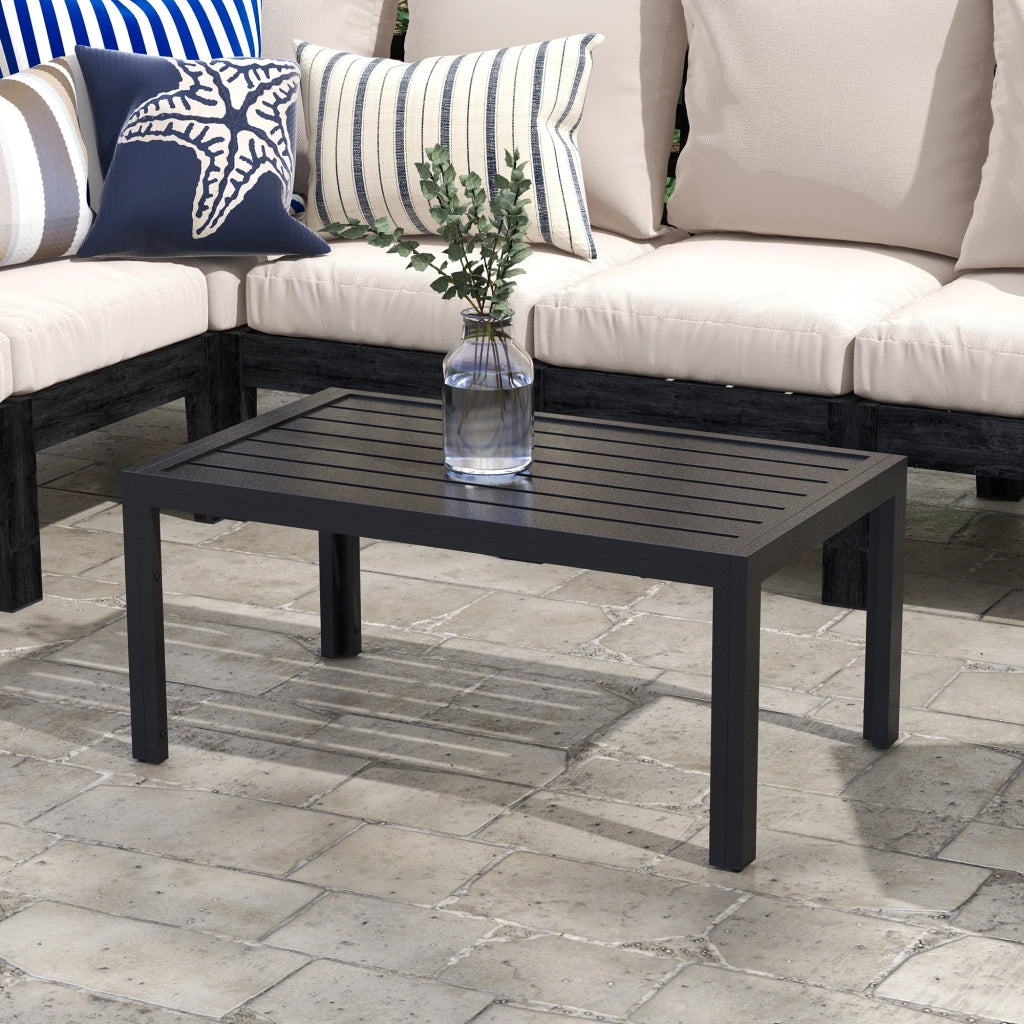 Tavolino da giardino rettangolare ¨C zephmum ¨C nero, acciaio, 101.5x61x46 cm