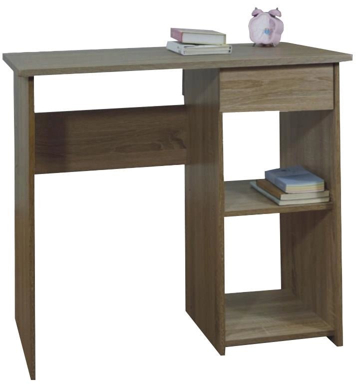 SCRIVANIA PER UFFICIO O CAMERA IN MDF ROVERE CON CASSETTO E RIPIANI MISURE 88X45X75 CM