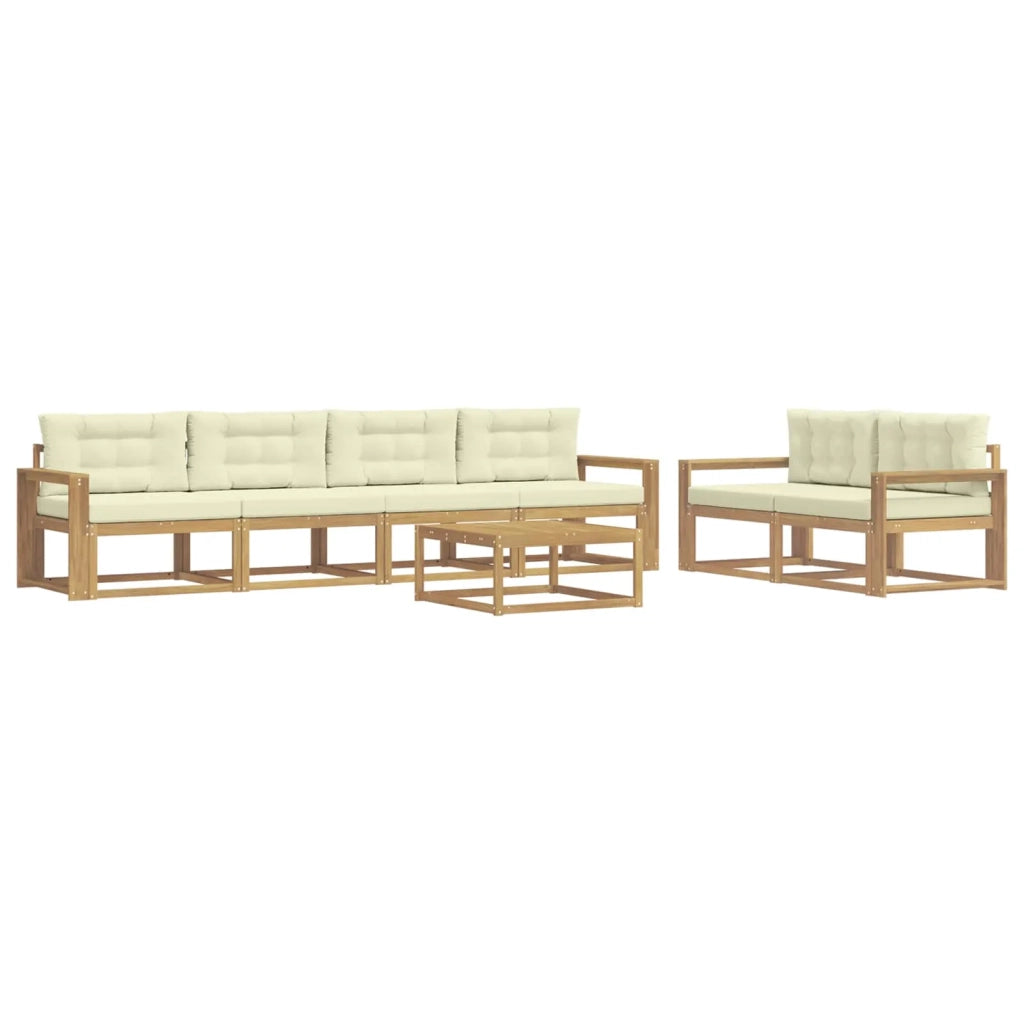 Set di divani da esterno 6 pz Bianco e Crema 3386099