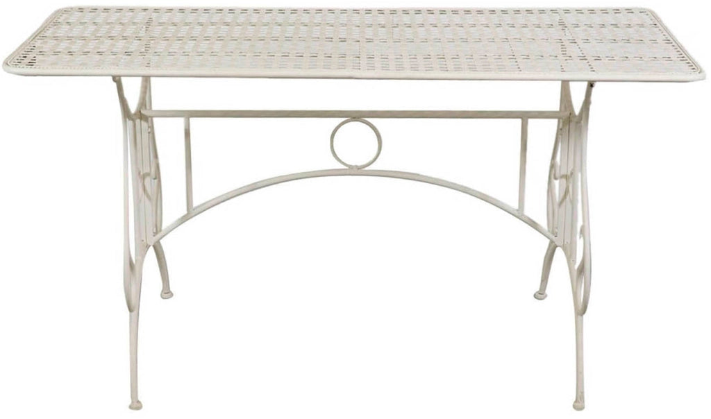 Biscottini Tavolo in ferro battuto smontabile finitura bianca anticata 150x80x77 cm