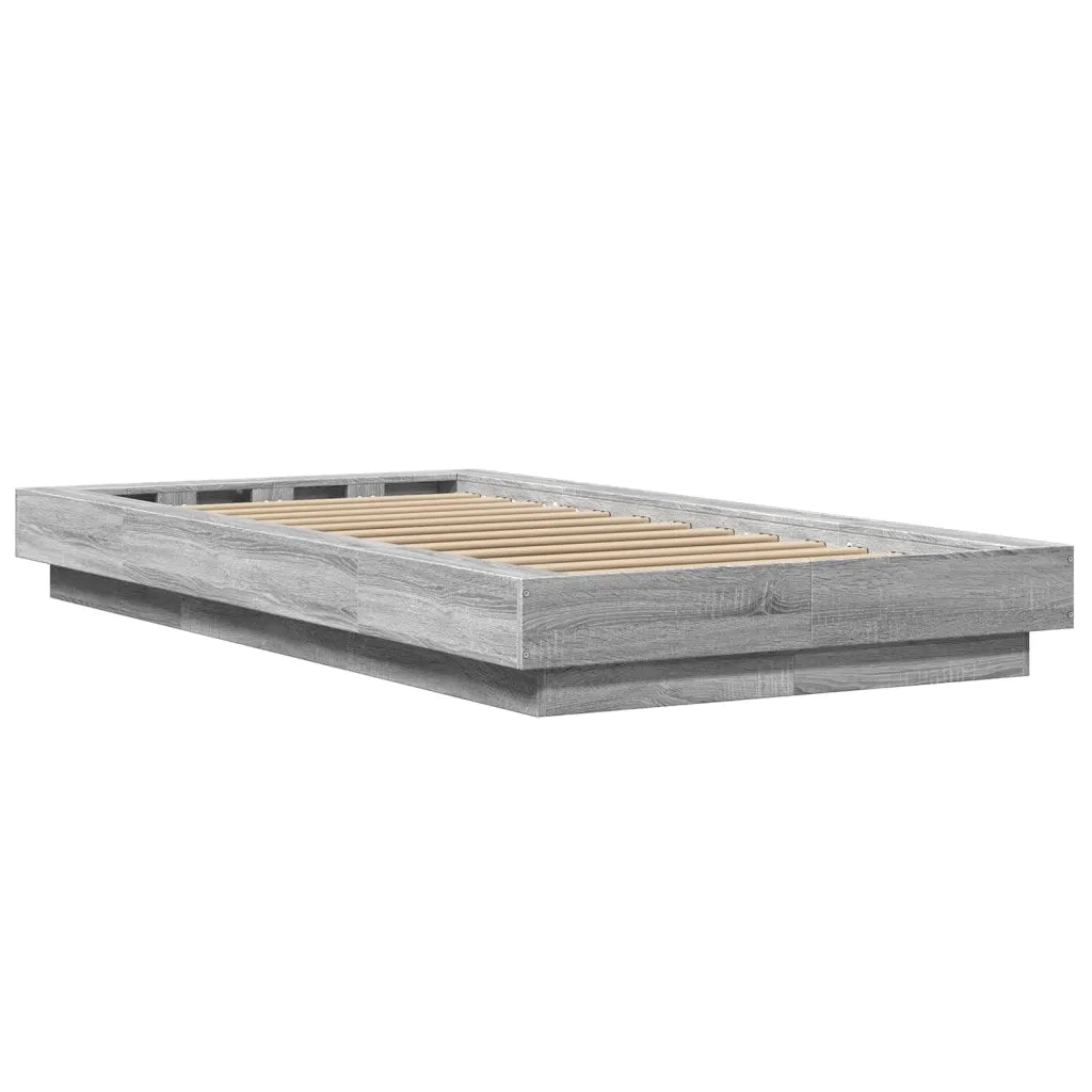 Giroletto Luci LED-Struttura Letto con LED Grigio Sonoma 100x200cm in Legno Multistrato 263528