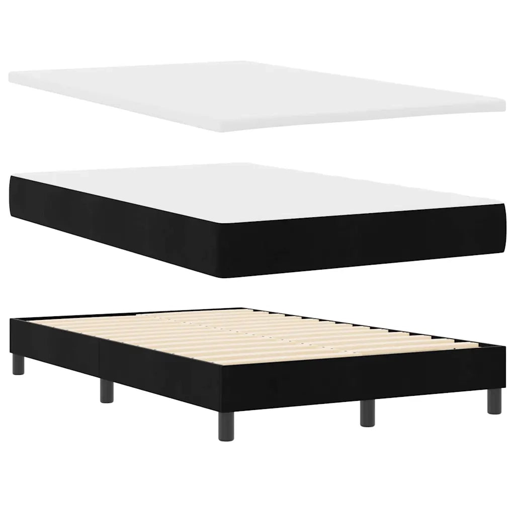Letto a Sorgente LED con materasso Nero 120 x 190 cm Velluto 3342706