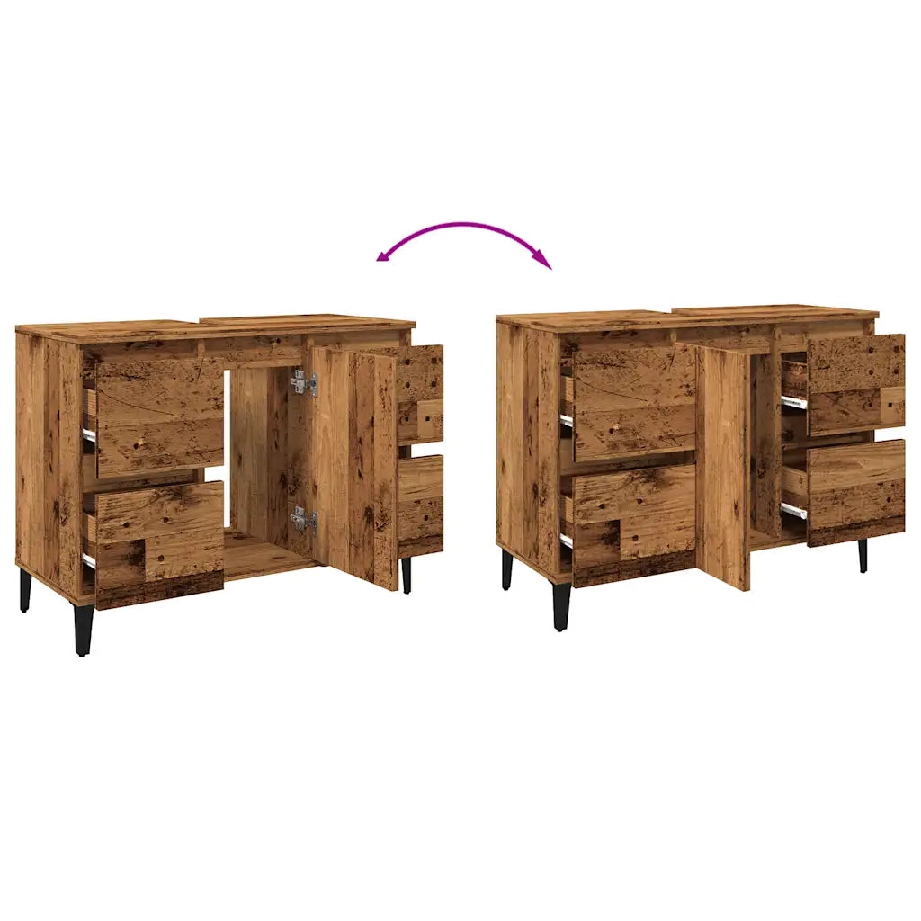 Mobile Lavabo Legno Antico 80x33x60 cm in Legno Multistrato 857129