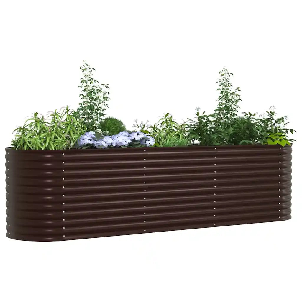 Fioriere | Cassetta per fiori | Letto Rialzato Marrone 320 x 80 x 81 cm Acciaio