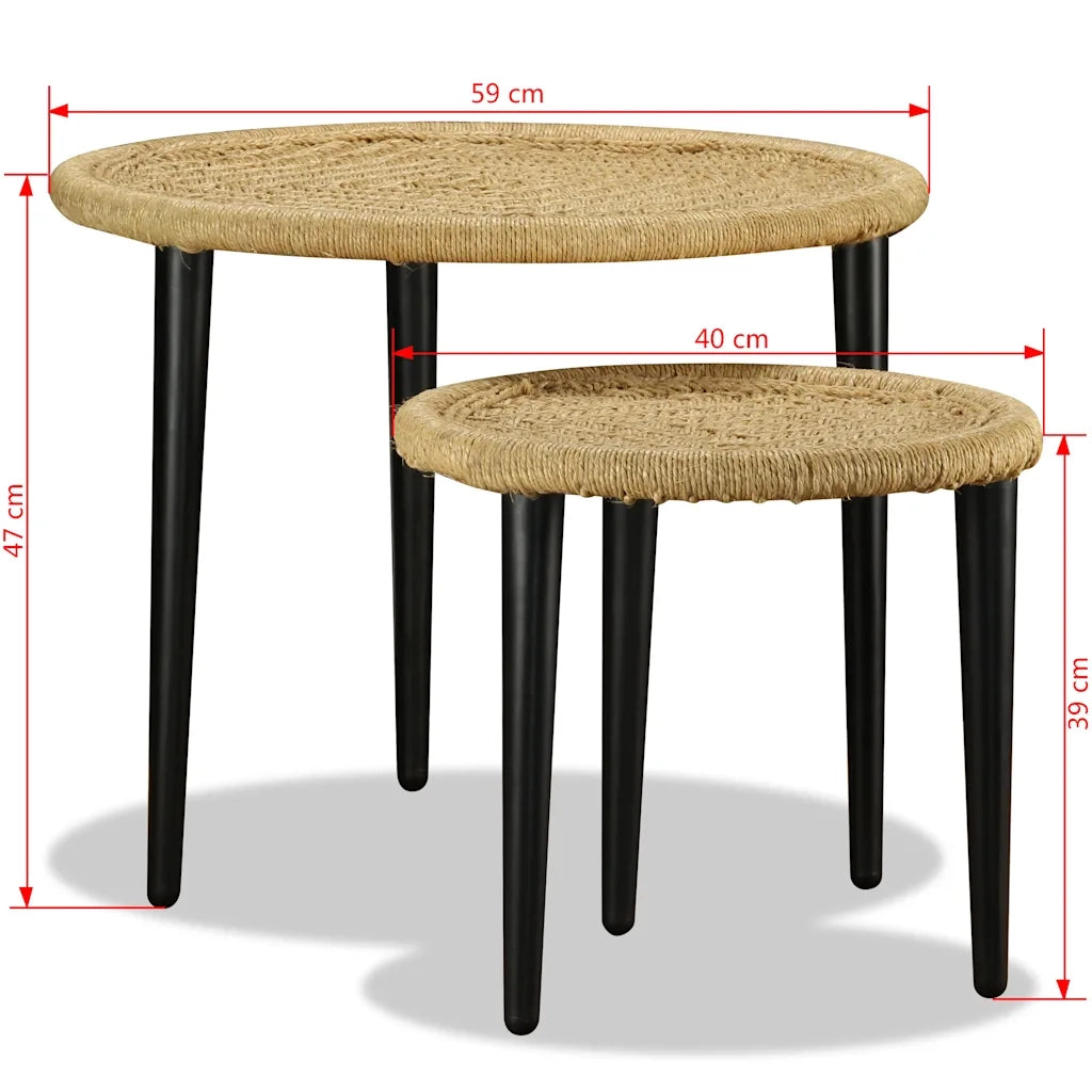 Set Tavolini da CaffÃ¨ 2 pz in Iuta Naturale