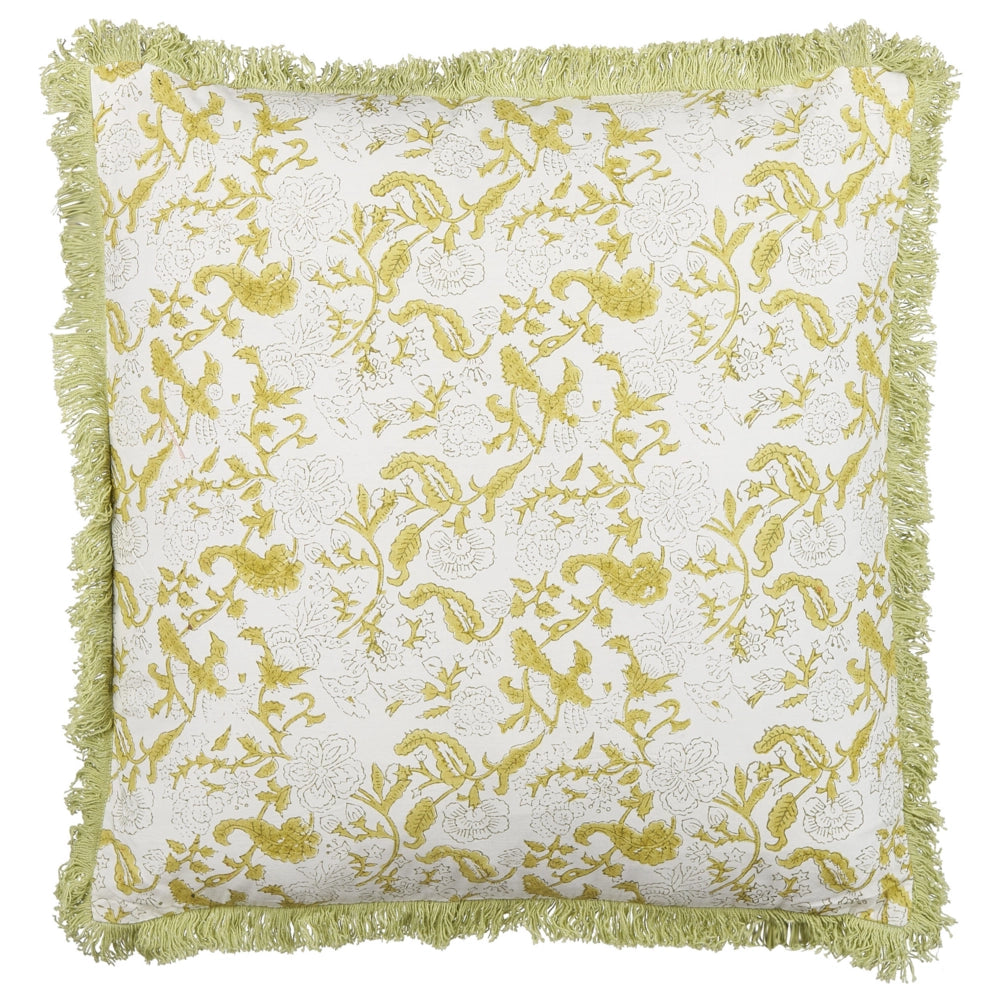Set di 2 cuscini in cotone con frange di colore verde e bianco 45 x 45 cm camera da letto soggiorno