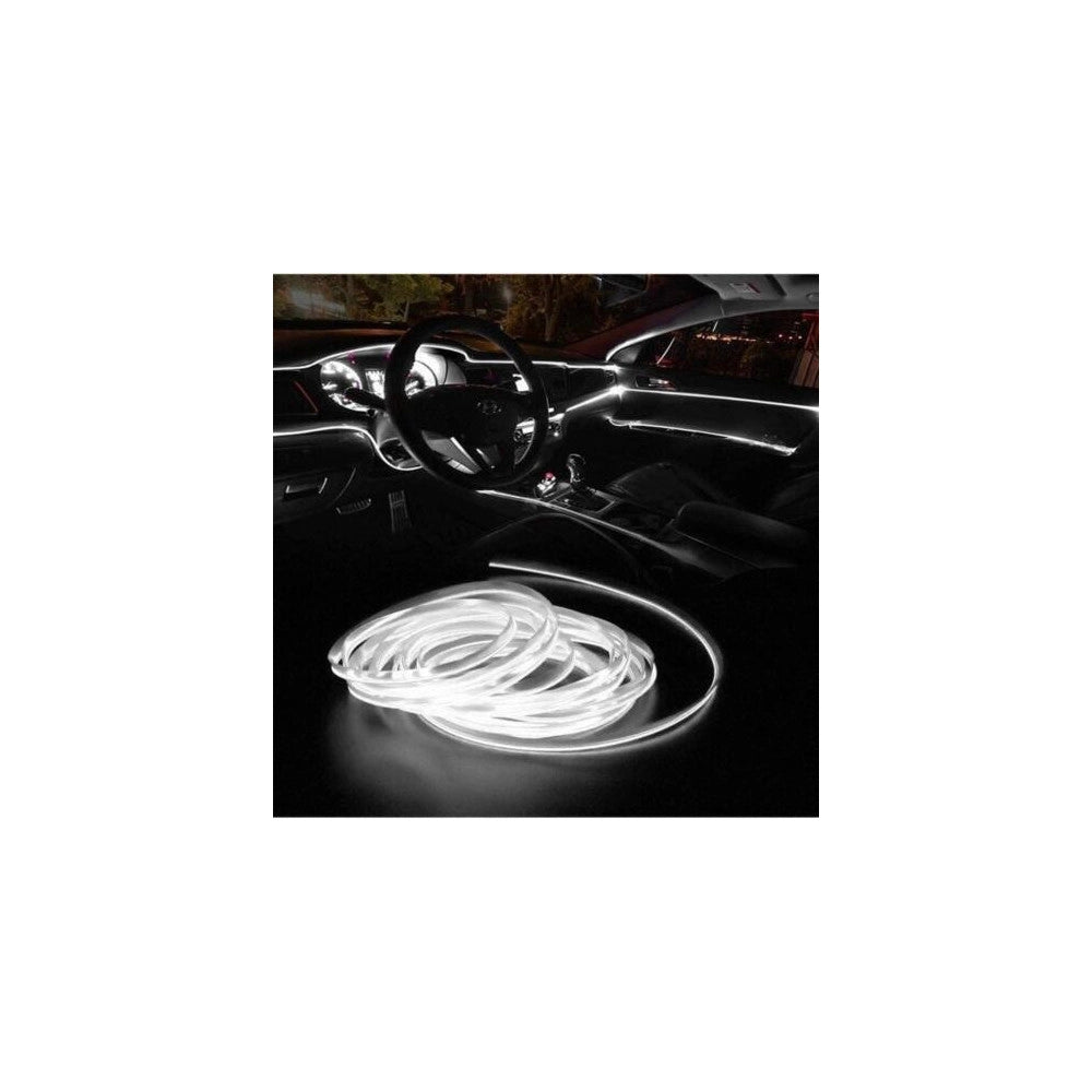 Trade Shop - Striscia Strip Led Per Interni Auto A 12v Fibra Ottica Luce Decorativa Atmosfera -