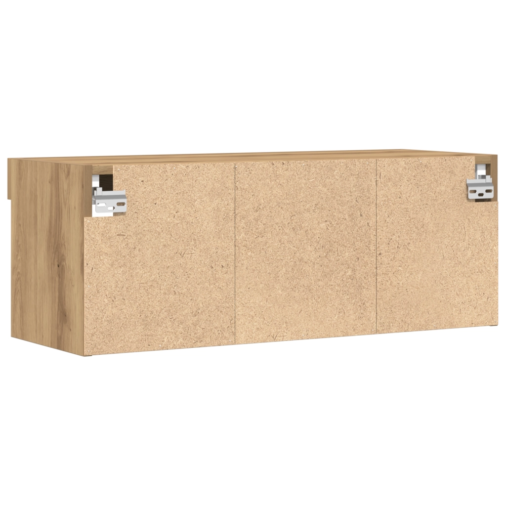 Armadi da muro per TV  con luci LED 2 pezzi Rovere Artigianale 80x30x30 cm