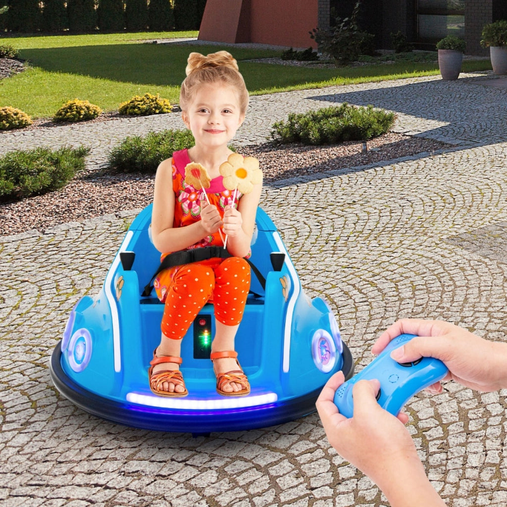 Autoscontro elettrico per bambini 12V, Macchina girevole a 360¡ã telecomando luci musica connessione wireless Azzurro-Macchinine giocattoli