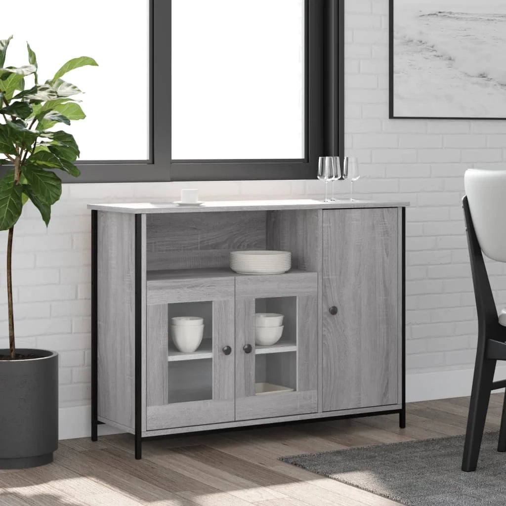 Credenza cassettiera mobile contenitore organizer cucina soggiorno salotto sonoma 100 x 35 x 75 cm legno ingegnerizzato grigio 02_0036249