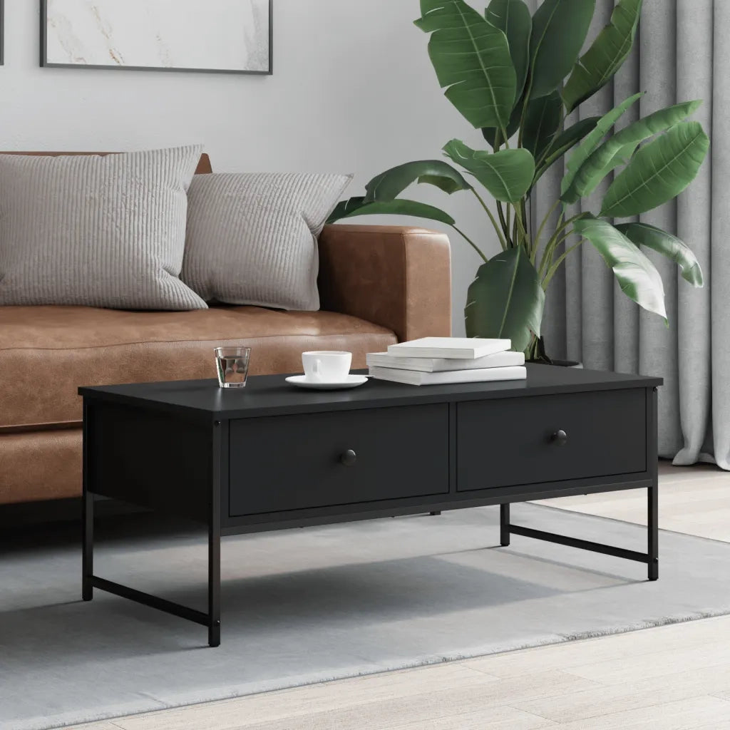 Tavolino da Salotto Nero 101x49x39,5 cm in Legno Multistrato 837737