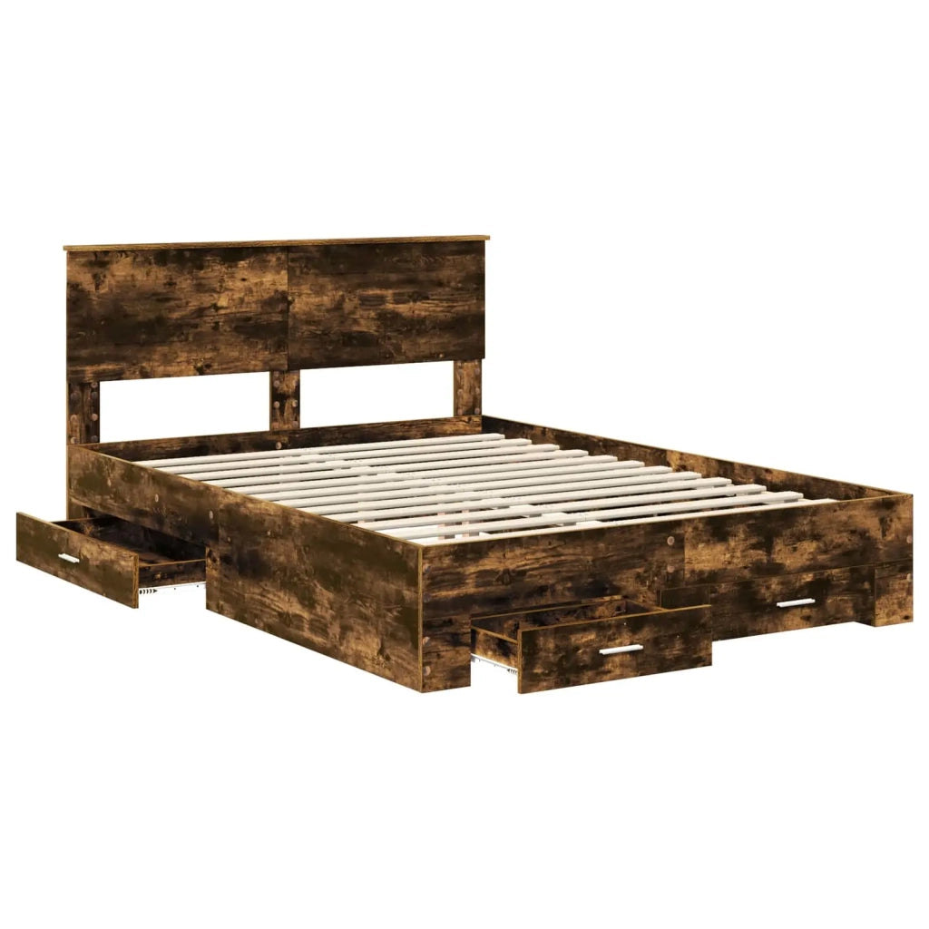 Struttura del letto Rovere fumé 150 x 200 cm Legno multistrato 3408251