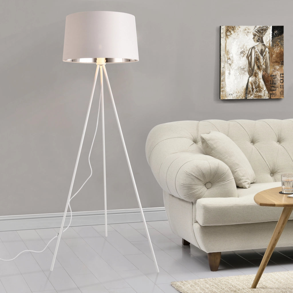 Lampada da Terra Manchester a Treppiede con Paralume Conico - Bianco lux.pro