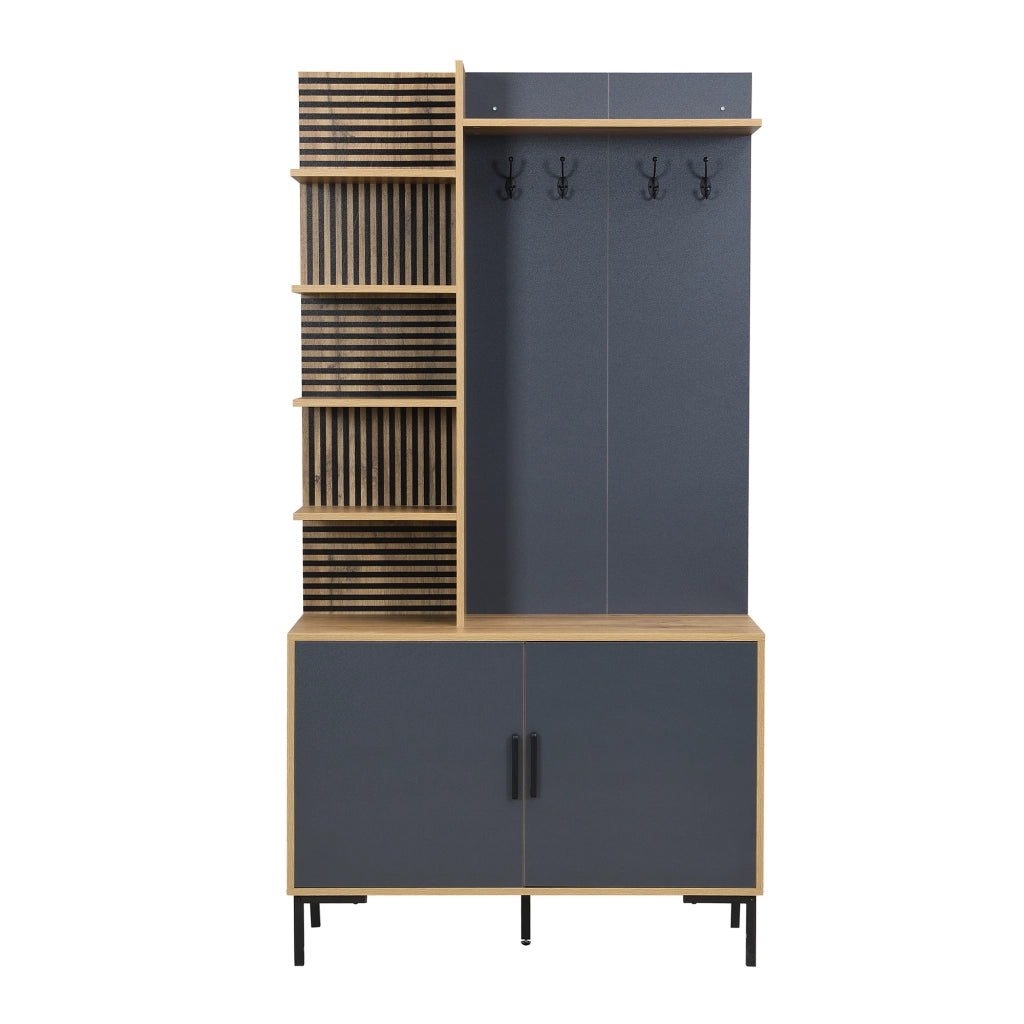 Mobile d'ingresso con ganci; 4 ripiani laterali e ripiano regolabile; per ingresso; 100 Ã— 40 Ã— 190.5 cm