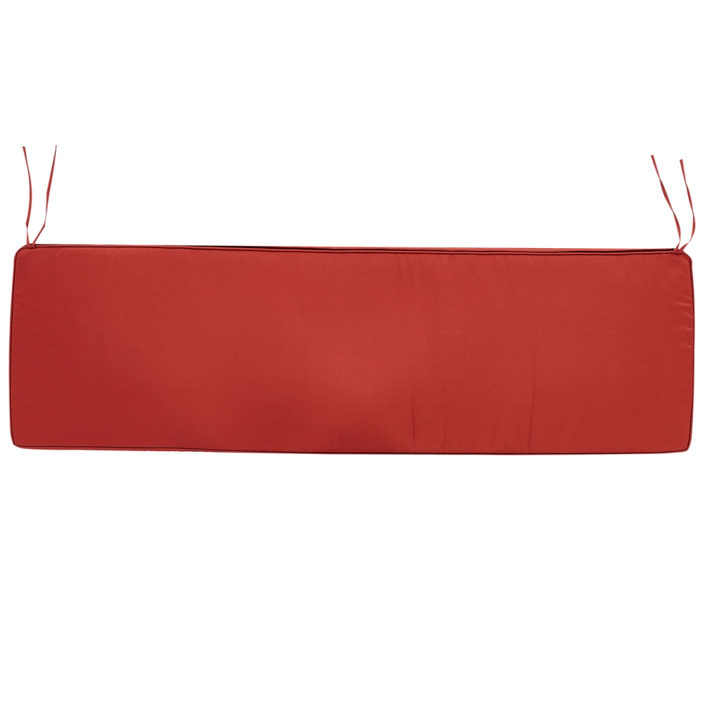 Panca da giardino 3 posti con doghe classiche certificate in legno d'acacia e cuscino rosso mattone 180 cm design elegante impermeabile
