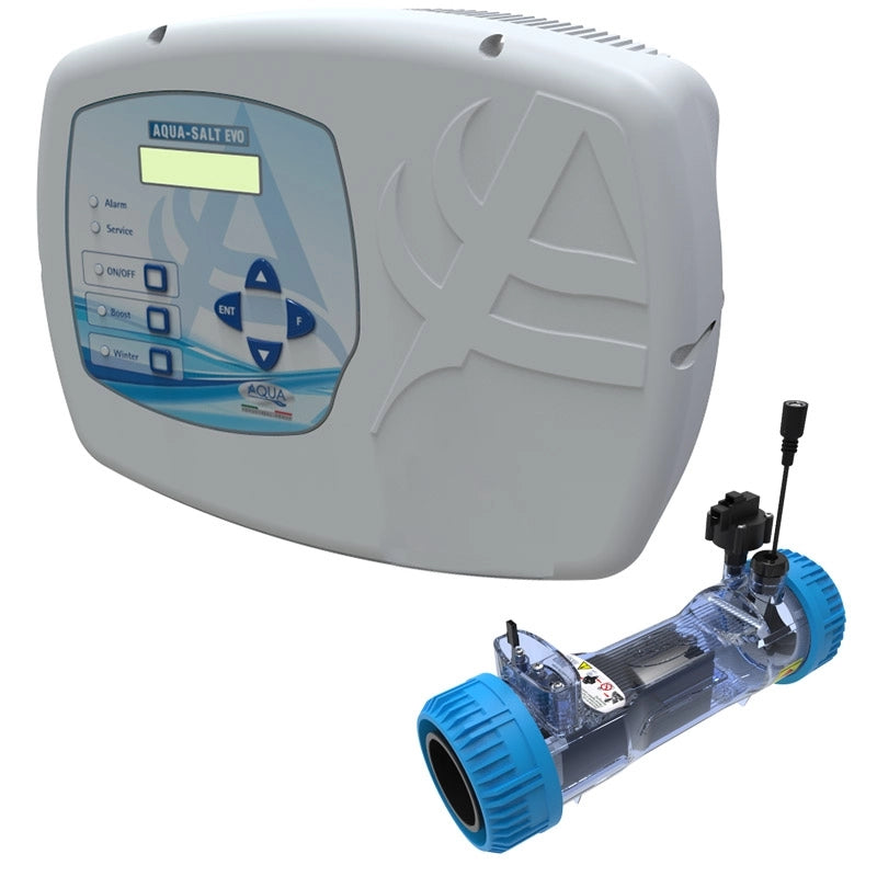 Sterilizzatore Aqua Salt Evo Con Sensore Di Flusso, Regolatore Ph, Lettura Cloro Tramite Cella Aj E Cella Elettrolitica Per Piscine Fino A 200 M³ Volume piscina: Fino a 200 m³