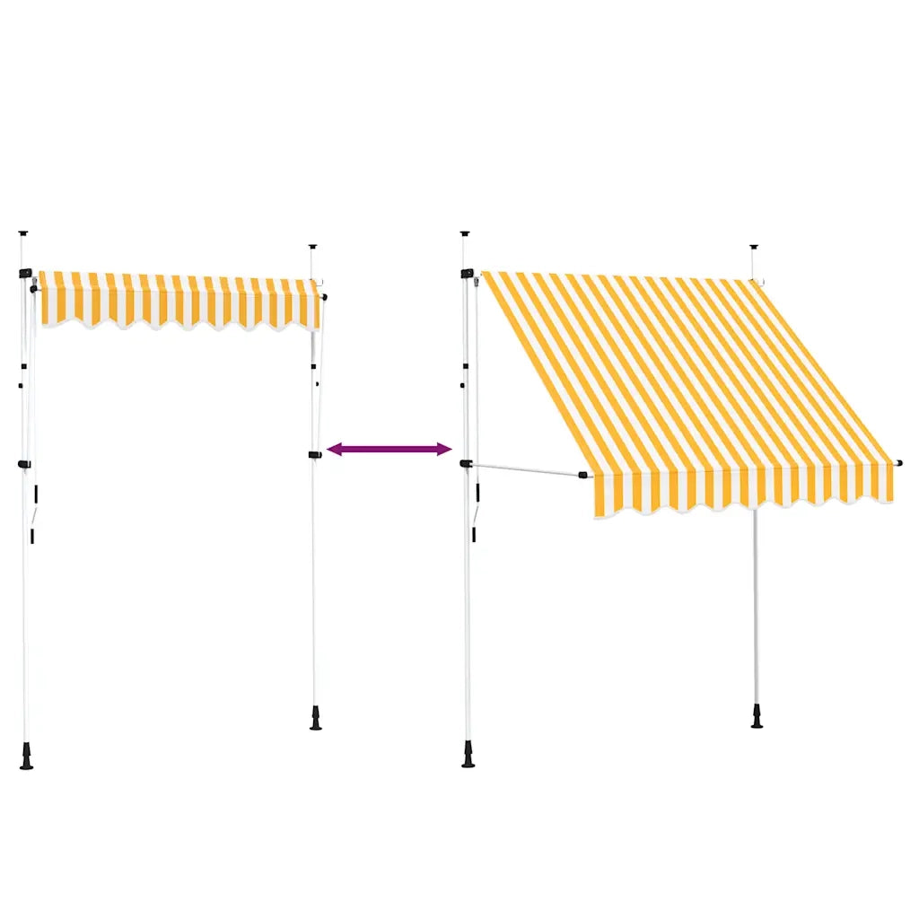 Tenda da Sole Retrattile Manuale-Tenda parasole per Patio 200cm Strisce Arancione Bianco