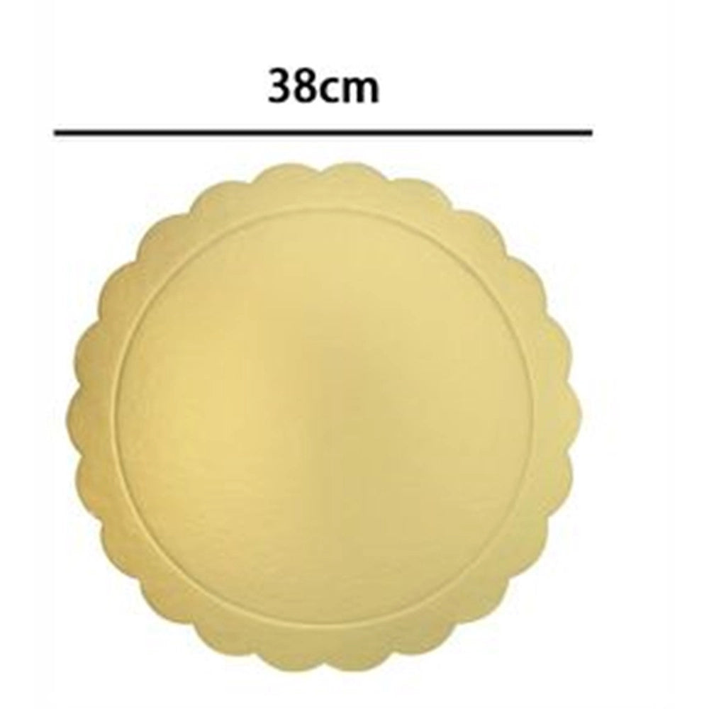 Trade Shop - Set 2 Pz Base Per Torta Rotonda Piatto Sottotorta Dorato 38 Cm Con Bordino 31168 -