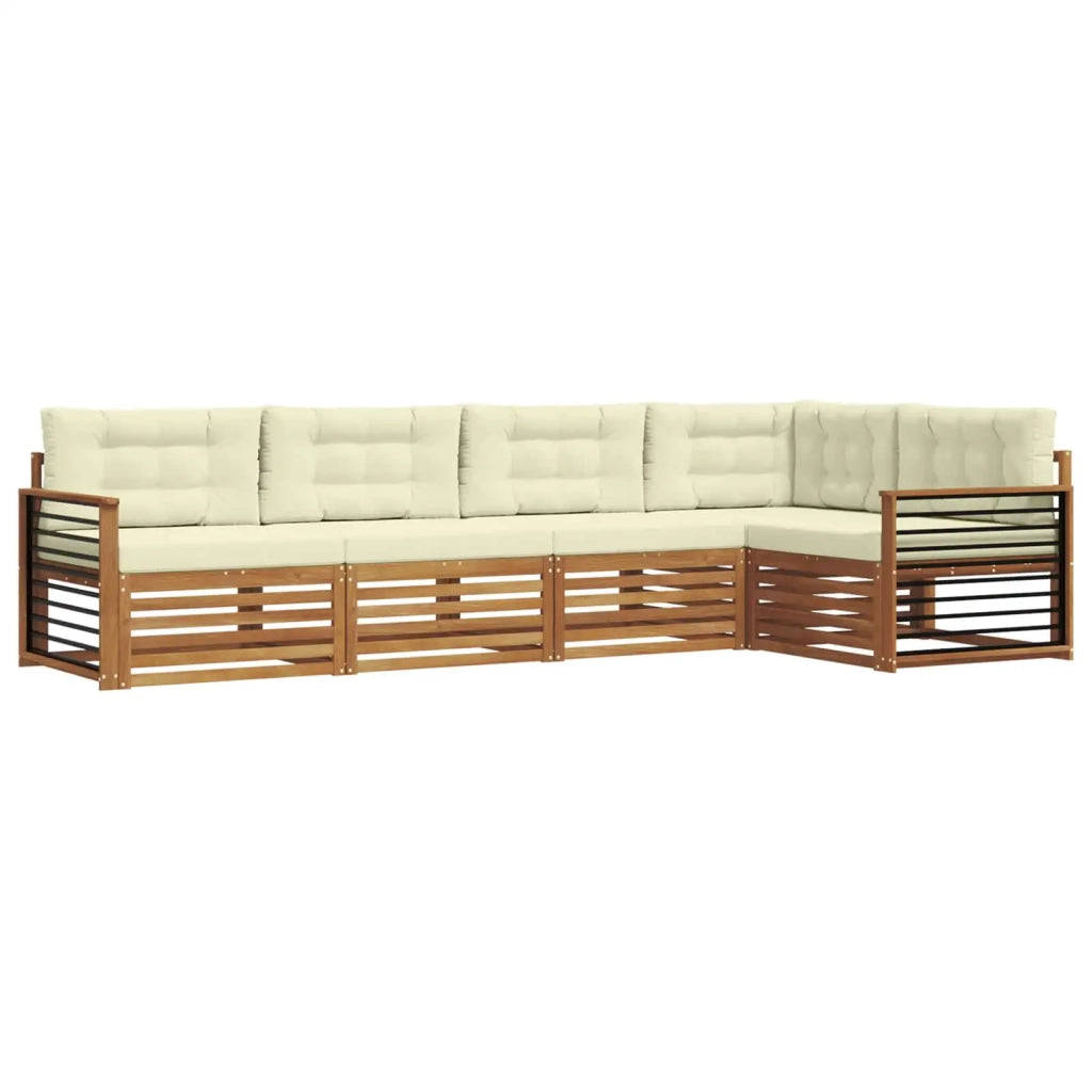 Set di divani da esterno con cuscino 5 pcs Naturale e Crema