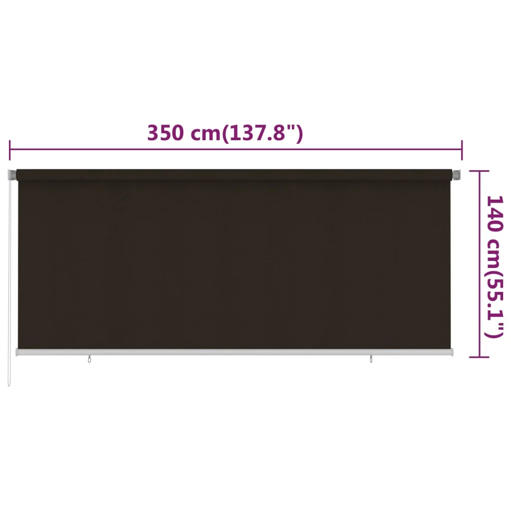 Tenda a Rullo per Esterni 350x140 cm Marrone HDPE 312976