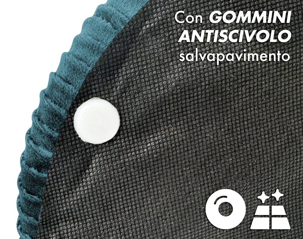 Set Di 2 Pouf Contenitori In Velluto Design Moderno Poggiapiedi,Sgabello Tondo con Coperchio Rimovibile e Seduta Imbottita Alta DensitÃ  Con Fascia In Metallo Contenitore Capiente Storage Box Petrolio