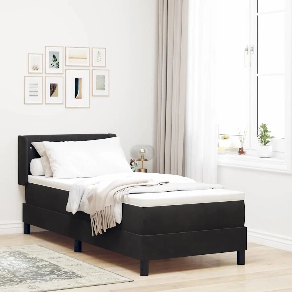 Letto a molle con materasso Nero 200 x 80 cm Poliestere