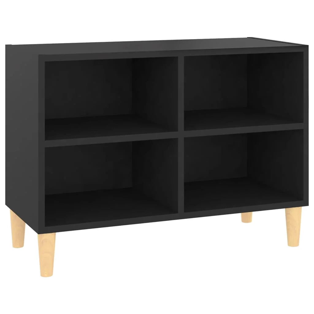 Mobile TV multimediale scaffale TV credenza mobile TV per sala da pranzo soggiorno camera da letto con gambe in legno massello 69,5 x 30 x 50 cm nero 02_0026848