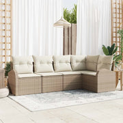 Set Divano da Giardino 5 pcs Beige e Bianco polyrattan 3354710