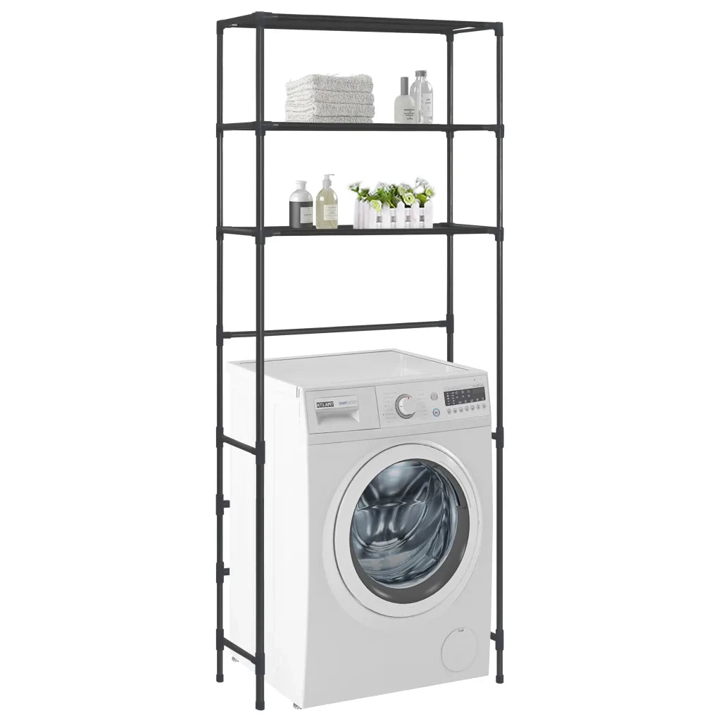 Scaffale per Lavatrice con 3 Ripiani Nero 69x28x169 cm CFW5683860