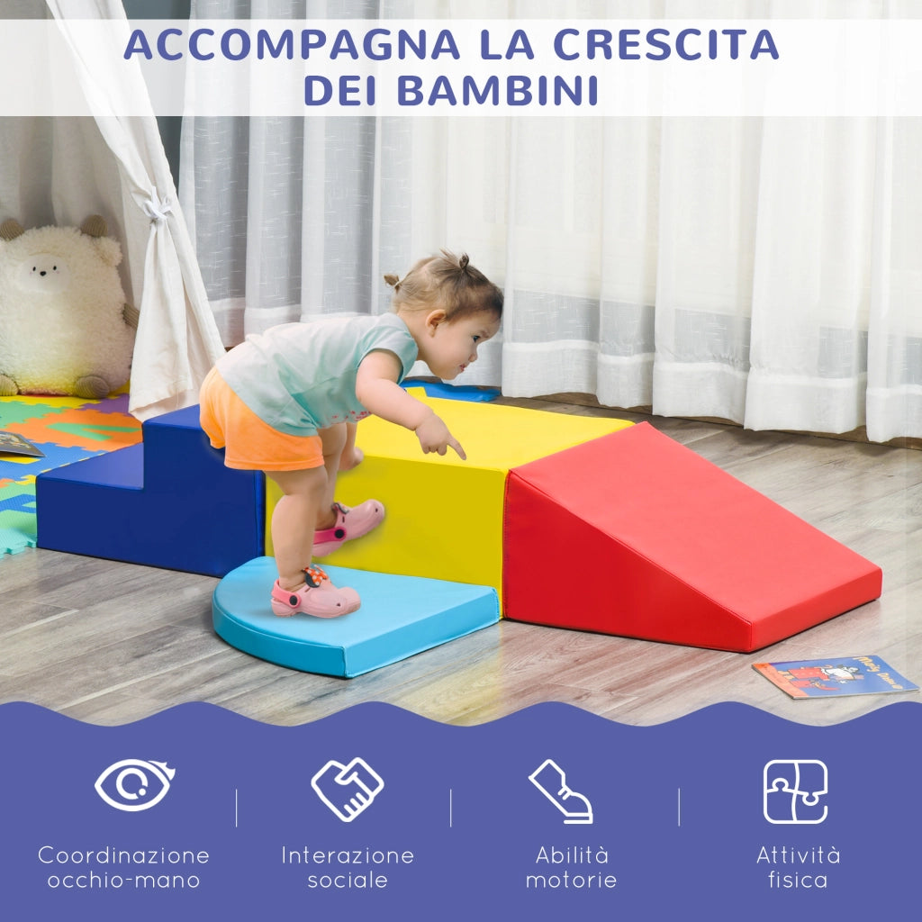 Set Costruzioni Morbide da 4 Pezzi, Gioco Educativo per Bambini Et¨¤ 1-3 Anni per Casa e Scuola, Multicolore
