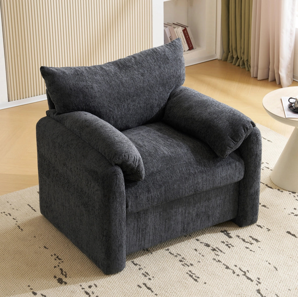 Poltrona 96x82x84 cm grigio in ciniglia, 1 posto, con braccioli,