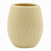 Trade Shop - Bicchiere Portaspazzolini In Ceramica Rigata Gialla Accessori Arredo Bagno 79961 -