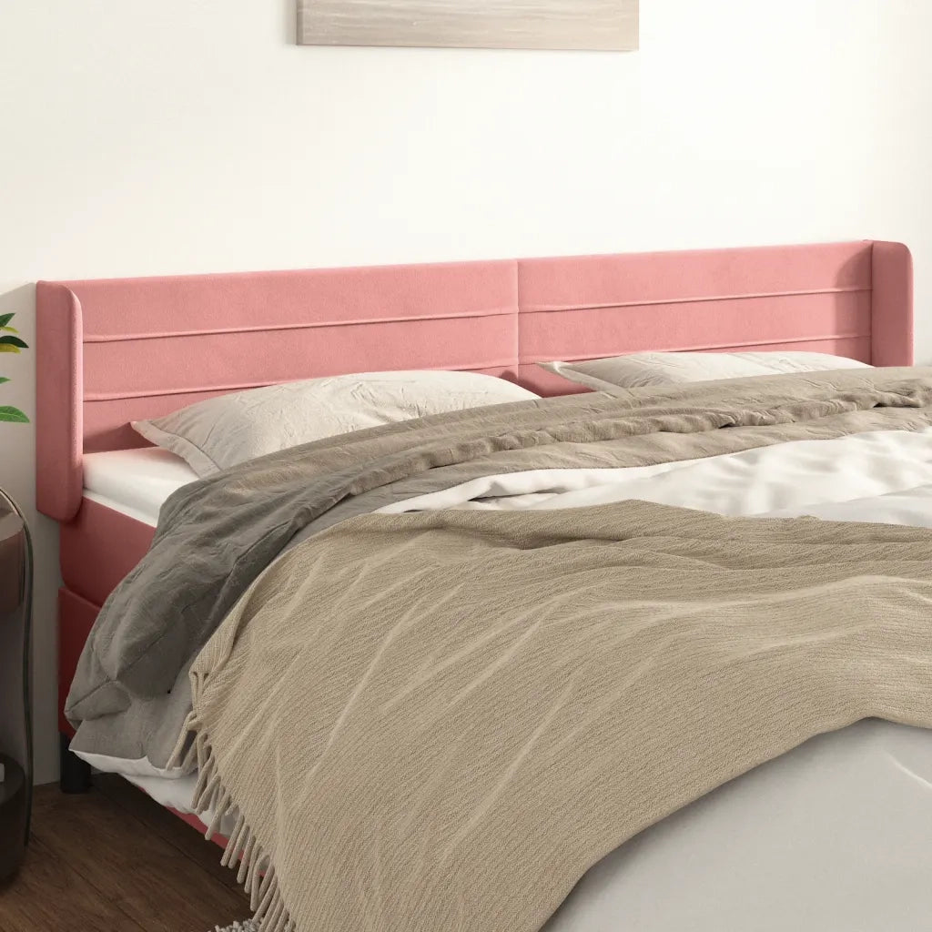 Testiera | Testata ad Orecchio Rosa 163x16x78/88 cm in Velluto
