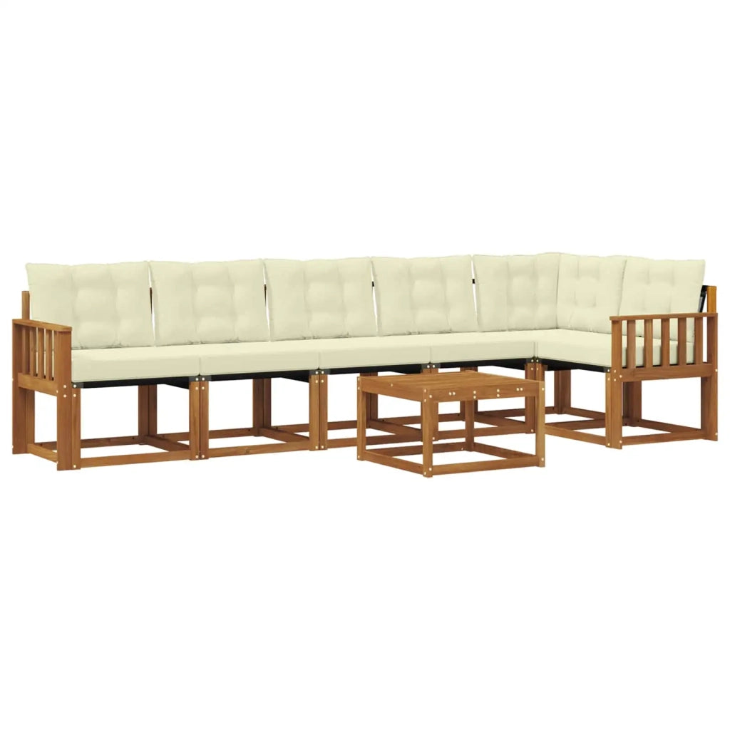 Set di divani da esterno con cuscino 7 pcs Naturale e Crema