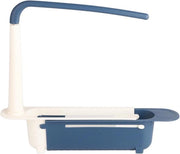 Scaffale Telescopico per Lavabo, Scaffale di Stoccaggio per Lavabo Supporto di Lunghezza Regolabile in Libertà Ventilazione Draining per Cucina per Casa (Azzurro)