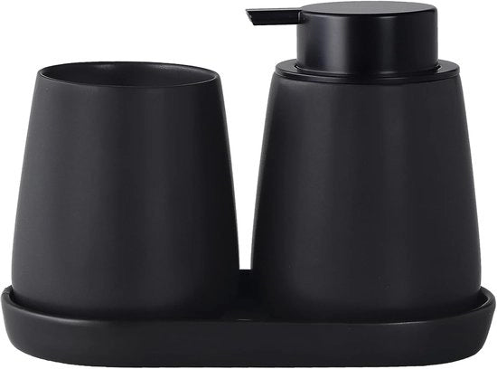 Set di 3 Accessori Bagno - Dispensatore di Sapone, Ospite per Spazzola da Denti e Lavello - Per Mobili Bagno