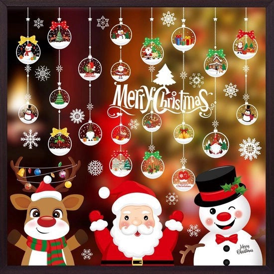 Decalcomanie per finestre per Natale - adesivi PVC doppie per finestre in vetro - decorazione natalizia (10 fogli - 20 x 30 cm)