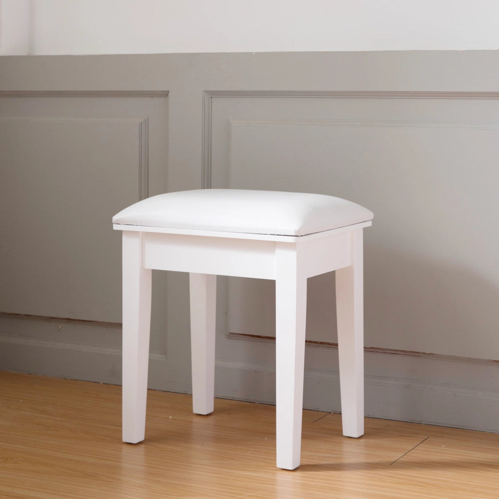 SGABELLO da trucco imbottito bianco in legno massello