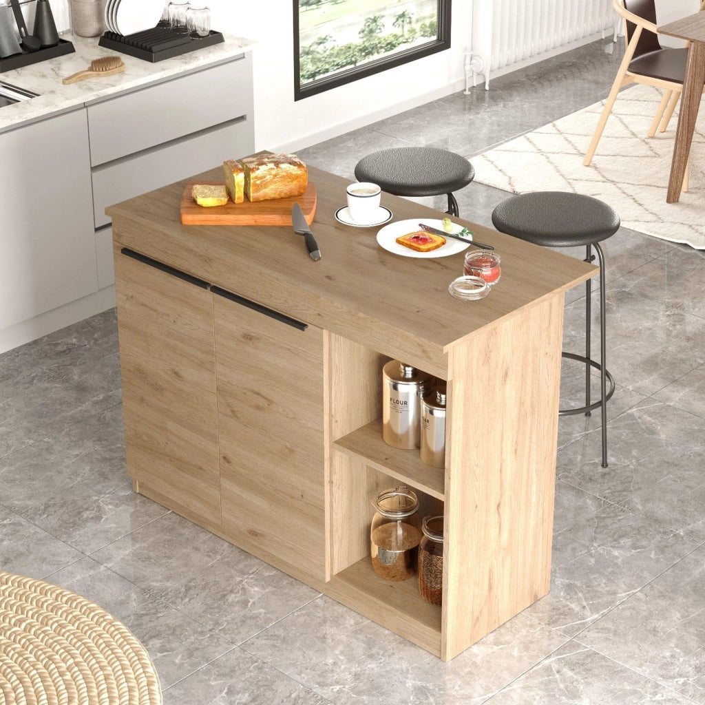 Mobile Dispensa Corsico, Isola da Cucina 2 Ripiani, 120x60x88h cm Marrone Rovere