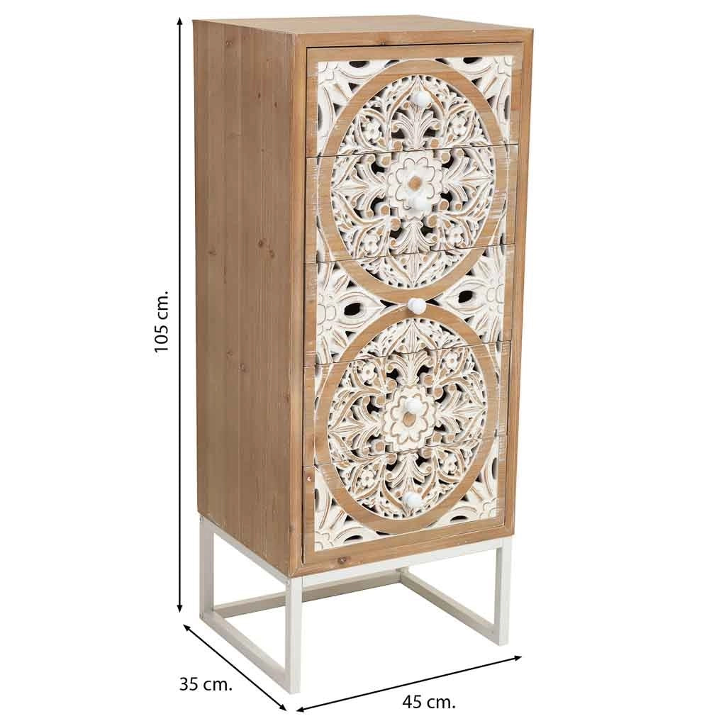 Cassettone legno bianco 45x35x105h cm