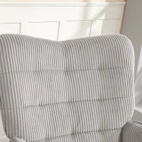 Poltrona Dondolo Vintage, Scivoli Curvi, Imbottitura Spessa, Faggio e Acciaio, Grigio Chiaro