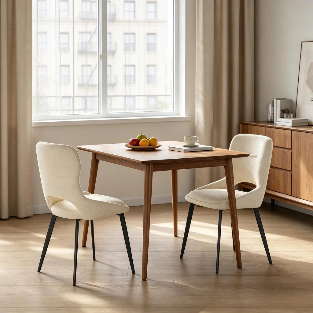 SEDIA da pranzo in ciniglia beige Set da 2 pezzi 43x40x86 cm