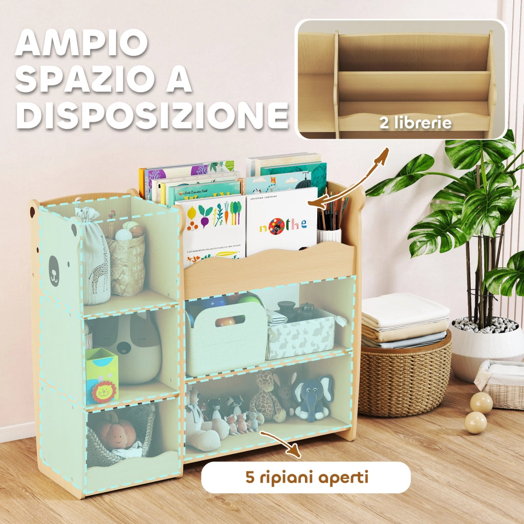 Libreria per Bambini con Ripiani Aperti e Scomparti ¨C zephmum ¨C Legno 92x29x79 cm