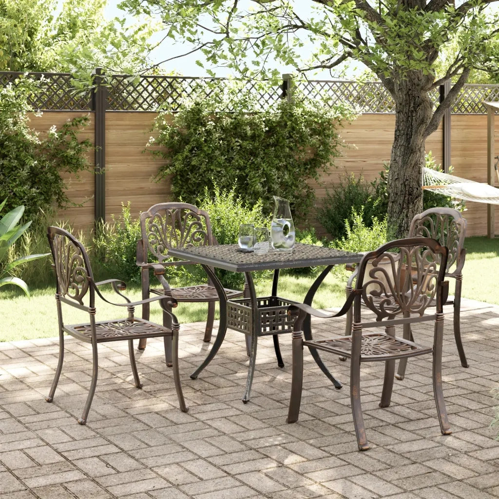 Set da Pranzo da Giardino 5 pz Bronzo in Alluminio Pressofuso 3216341