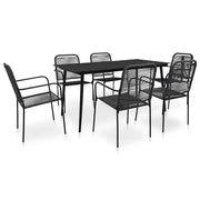 Set da Pranzo da Esterni 7 pz in Corda di Cotone e Acciaio Nero cod mxl 34569