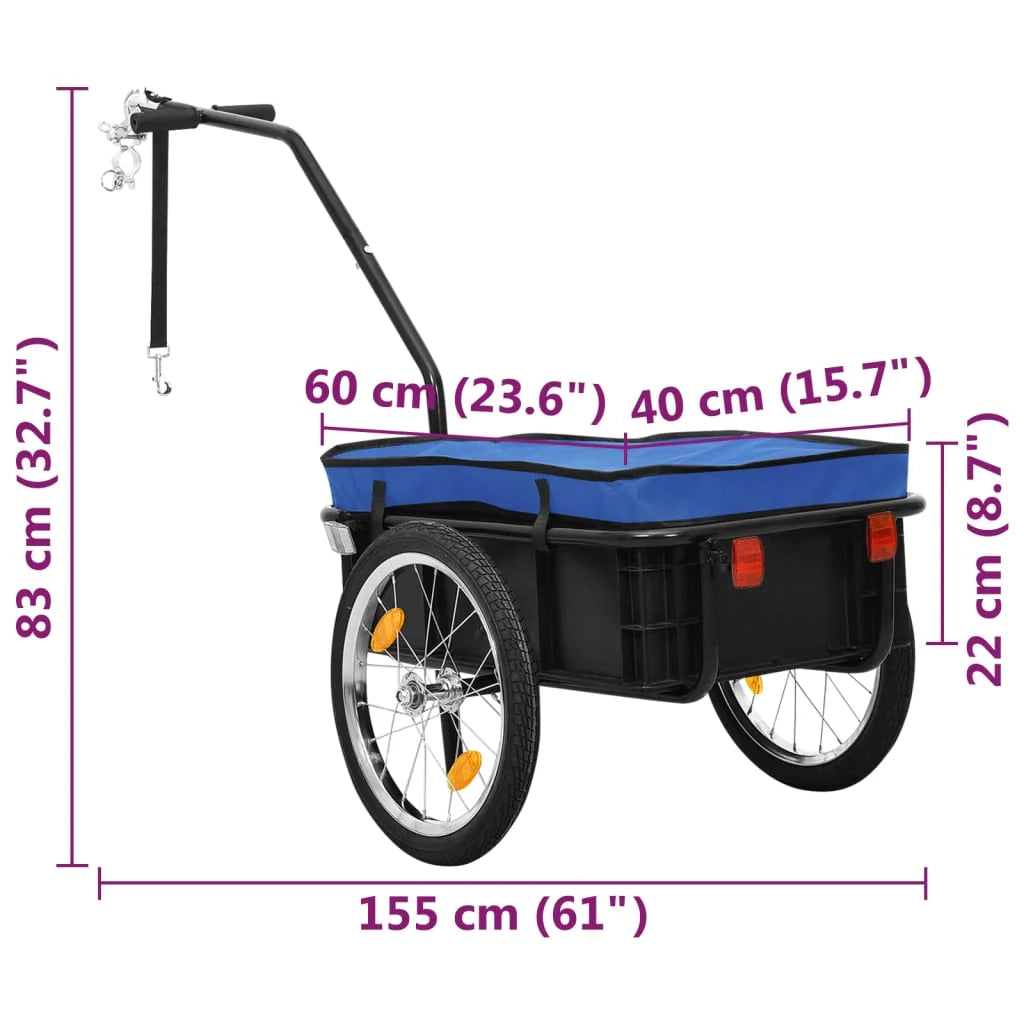 Rimorchio per bicicletta/carrello a mano 155 x 60 x 83 cm acciaio blu 02_0004498